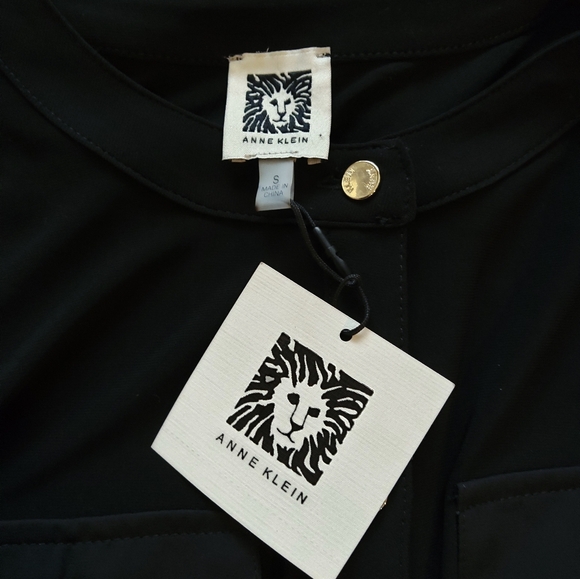 Anne Klein Black Sheer Sleeve Top - Picture 8 of 8